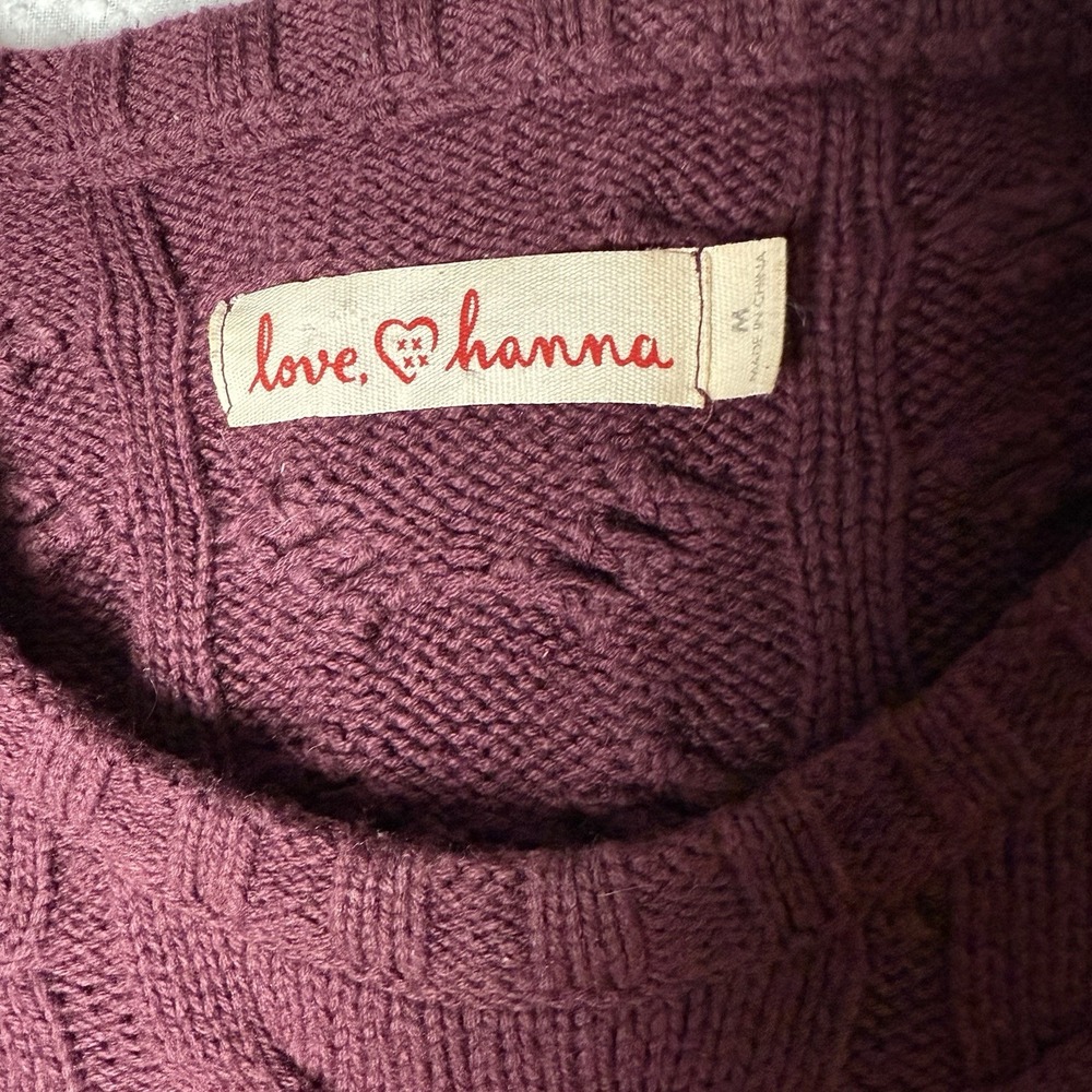 Love Hanna Merino Wool Blend Chunky Knit Striped Sweater Size M Equestrian Cozy - Picture 8 of 14